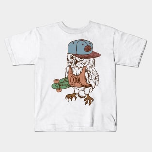 Skateboarding Owl Kids T-Shirt